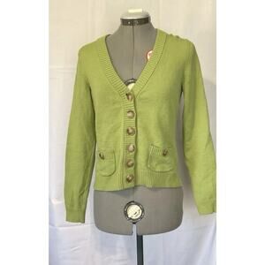 ANN TAYLOR Cardigan Sweater Green Wool Sweater Women’s Size Small